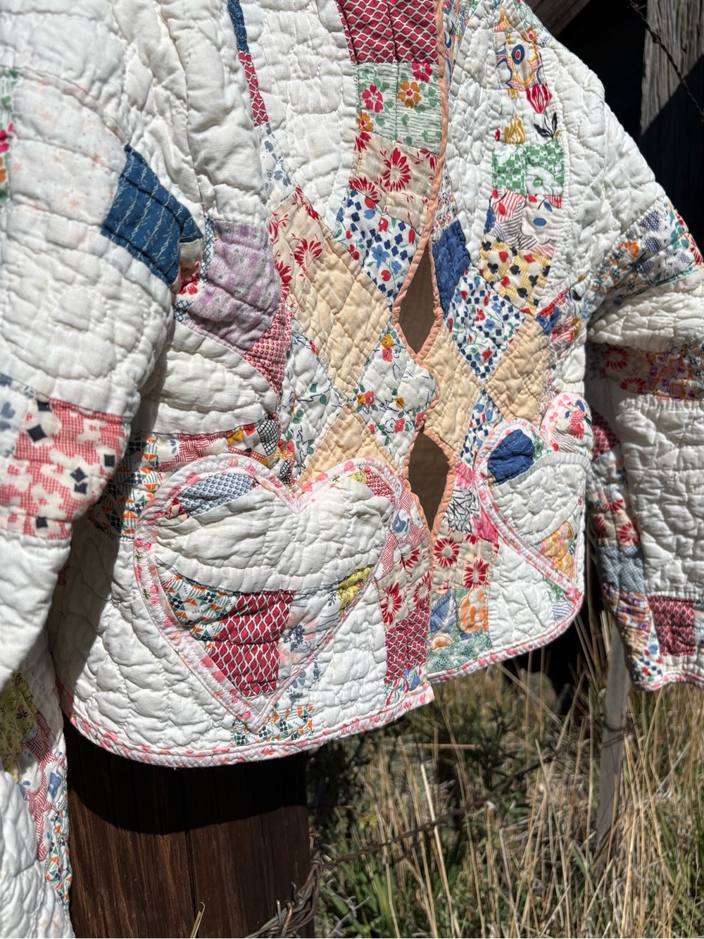 Prairie Romance Quilted Heart Pockets Patchwork Jacket size 0-6 - Picture 9 of 14